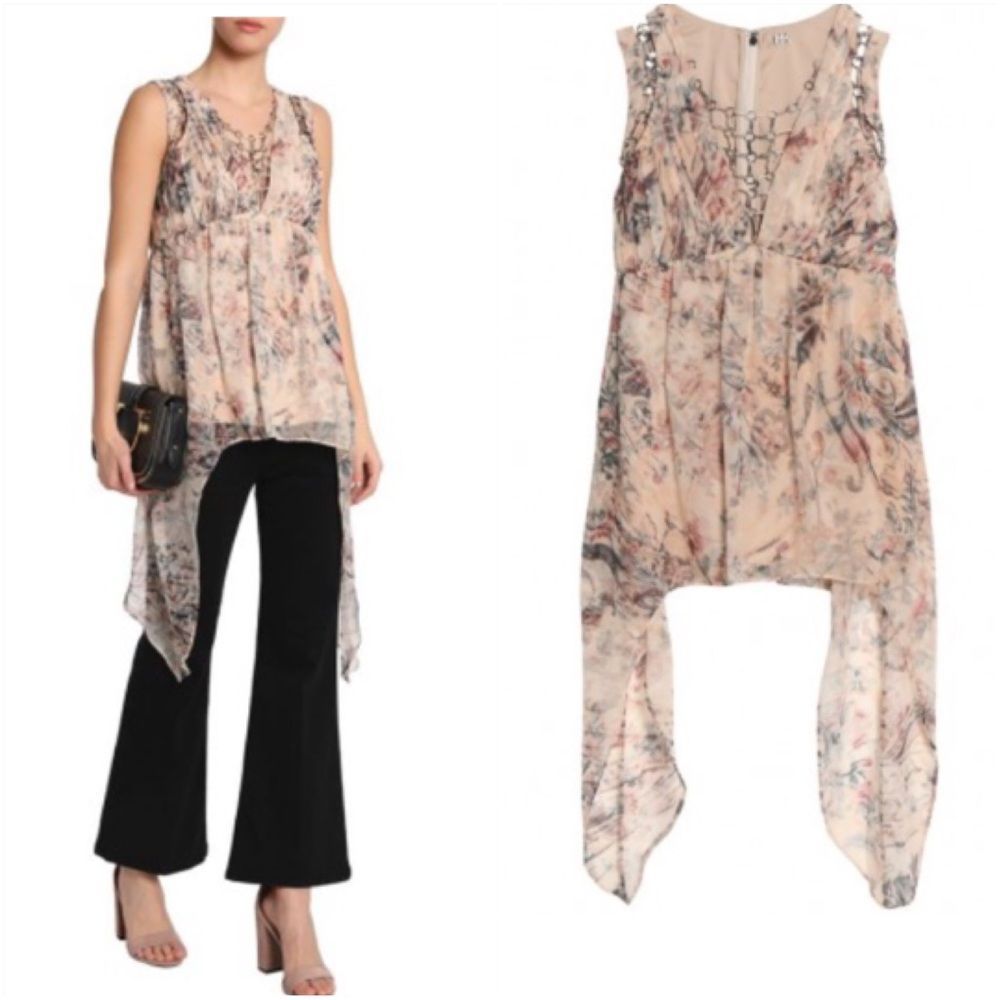 Haute Hippie Runway Ring-Inset Floral-Print Silk